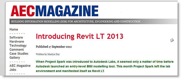 View AECMAGAZINE Article - Introducing Revit LT 2013