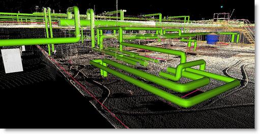 3D Laser Scan of Manufacturer's Roof with Process Piping 