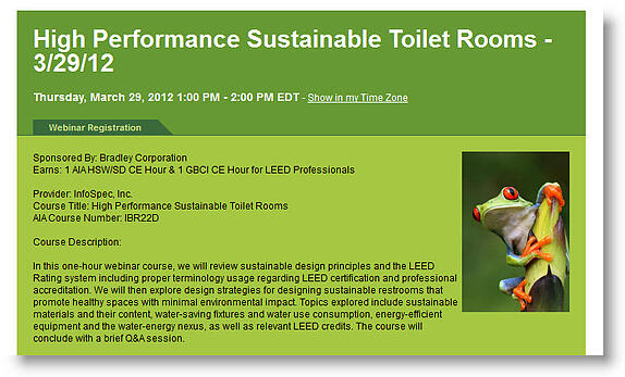 View Bradley AIA-CES | GBCI Webinar Video for High Performance Sustainable Toilet Rooms