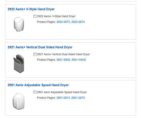 Download Bradley Aerix Revit Hand Dryer Family Models 2901 -  2921 - 2922