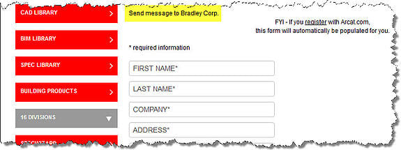 SELECT the gray RFI Icon to request information from Bradley using this form