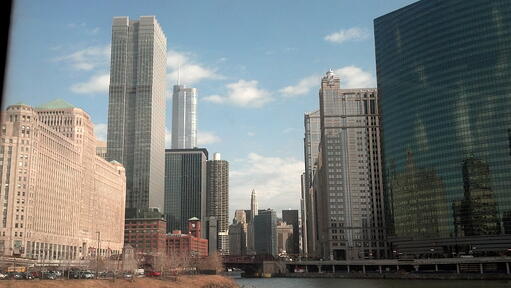 Our train view leaving downtown Chicago