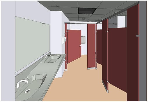 Partition Doors Set to 45 Degree Angle | View-Download Bradley Revit Toilet Partition Families
