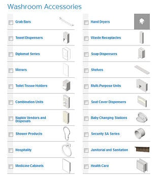 View-Download Complete Bradley Toilet Room | Washroom Accessories Revit Family Models
