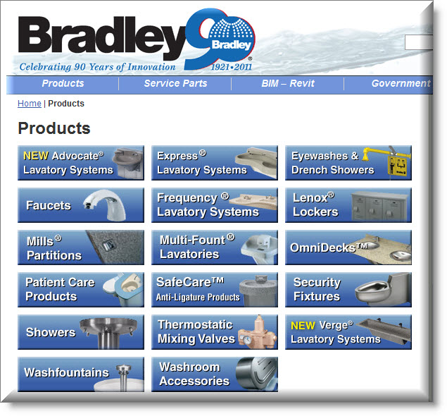 View Bradley Corporation Product Library