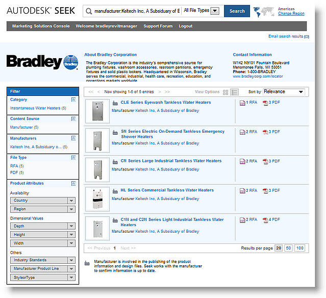 Bradley | Keltech Tankless Water Heater Revit Library | Autodesk Seek