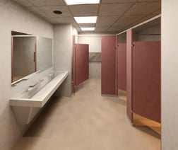 Bradley Toilet Room Bradley Verge LVQ with WashBar 2-Station Powder Coat Partitions